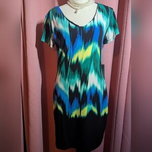JENNIFER LOPEZ Multicolor Ikat Sheath Dress Med NWT